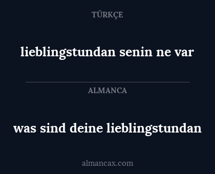 was sind deine lieblingstundan - lieblingstundan senin ne var