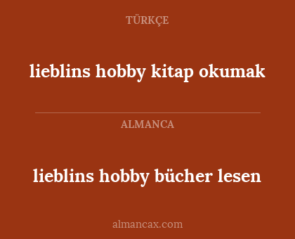 lieblins hobby kitap okumak - lieblins hobby bücher lesen