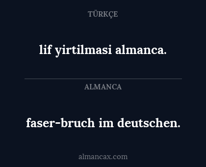 lif yirtilmasi almanca. - faser-bruch im deutschen.
