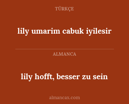 lily hofft, besser zu sein - lily umarim cabuk iyilesir