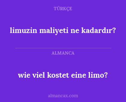 wie viel kostet eine limo? - limuzin maliyeti ne kadardır?