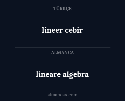 lineare algebra - lineer cebir