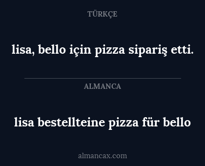 lisa bestellteine pizza für bello - lisa, bello için pizza sipariş etti.