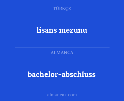 lisans mezunu - bachelor-abschluss