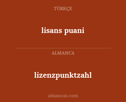 lisans puani - lizenzpunktzahl