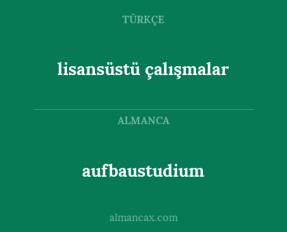 lisansüstü çalışmalar - aufbaustudium