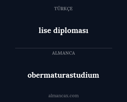 lise diploması - obermaturastudium