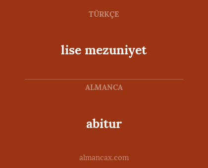 abitur - lise mezuniyet