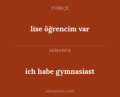 lise öğrencim var - ich habe gymnasiast