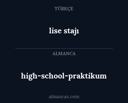 high-school-praktikum - lise stajı