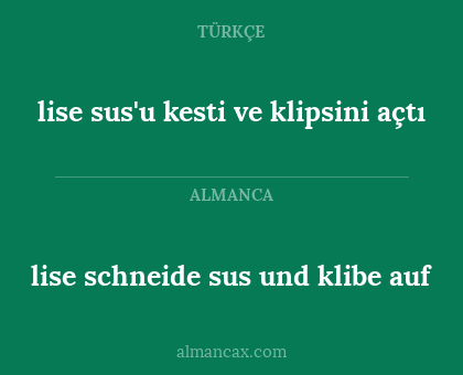 lise schneide sus und klibe auf - lise sus'u kesti ve klipsini açtı