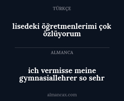 ich vermisse meine gymnasiallehrer so sehr - lisedeki öğretmenlerimi çok özlüyorum