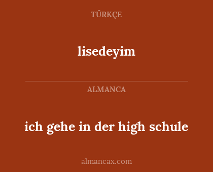 lisedeyim - ich gehe in der high schule