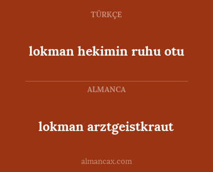 lokman hekimin ruhu otu - lokman arztgeistkraut