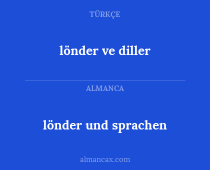 lönder und sprachen - lönder ve diller