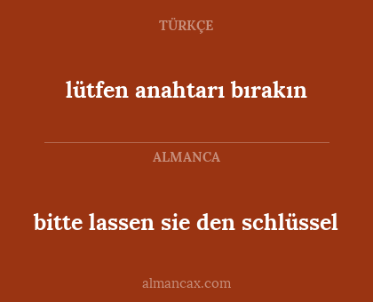 bitte lassen sie den schlüssel - lütfen anahtarı bırakın