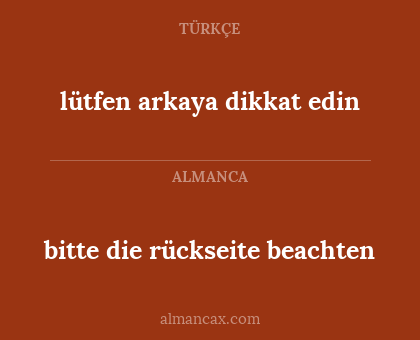 bitte die rückseite beachten - lütfen arkaya dikkat edin