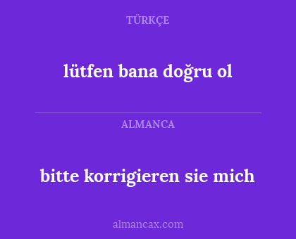 bitte korrigieren sie mich - lütfen bana doğru ol
