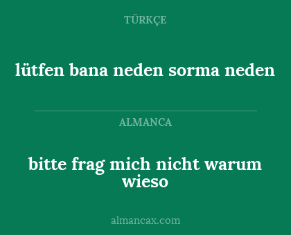 lütfen bana neden sorma neden - bitte frag mich nicht warum wieso