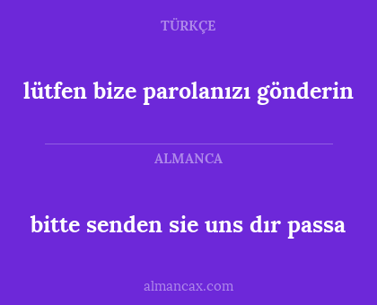 bitte senden sie uns dır passa - lütfen bize parolanızı gönderin