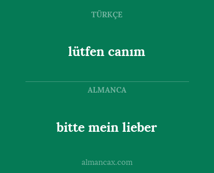 lütfen canım - bitte mein lieber