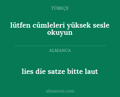 lütfen cümleleri yüksek sesle okuyun - lies die satze bitte laut