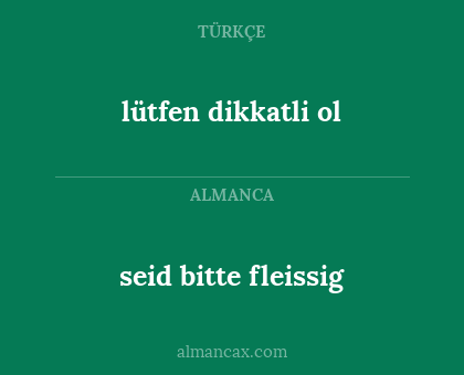 lütfen dikkatli ol - seid bitte fleissig