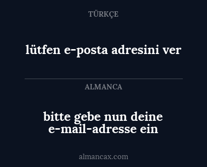 lütfen e-posta adresini ver - bitte gebe nun deine e-mail-adresse ein