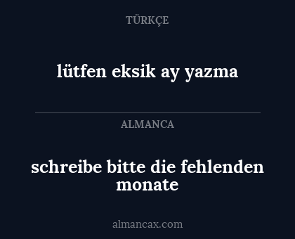 schreibe bitte die fehlenden monate - lütfen eksik ay yazma