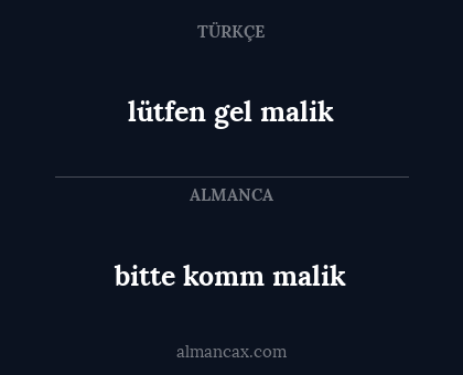 bitte komm malik - lütfen gel malik