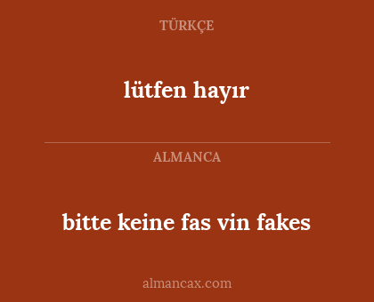 lütfen hayır - bitte keine fas vin fakes