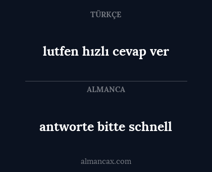 antworte bitte schnell - lutfen hızlı cevap ver