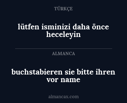 buchstabieren sie bitte ihren vor name - lütfen isminizi daha önce heceleyin