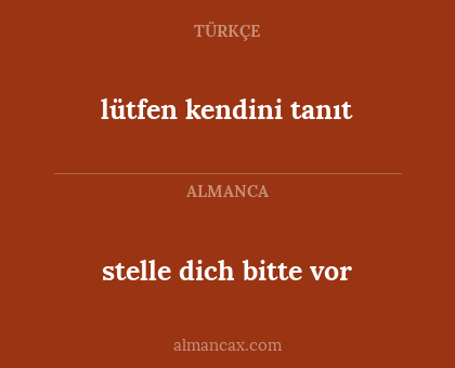 lütfen kendini tanıt - stelle dich bitte vor