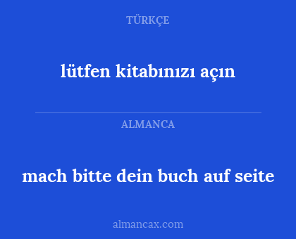 mach bitte dein buch auf seite - lütfen kitabınızı açın