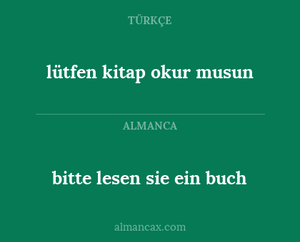 bitte lesen sie ein buch - lütfen kitap okur musun