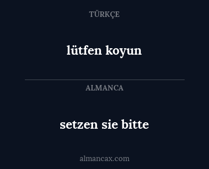 setzen sie bitte - lütfen koyun