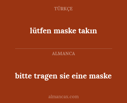 lütfen maske takın - bitte tragen sie eine maske