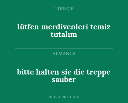 bitte halten sie die treppe sauber - lütfen merdivenleri temiz tutalım