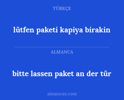bitte lassen paket an der tür - lütfen paketi kapiya birakin