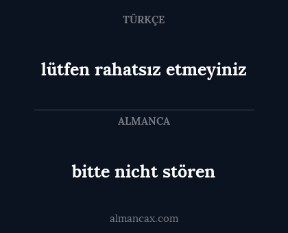 lütfen rahatsız etmeyiniz - bitte nicht stören