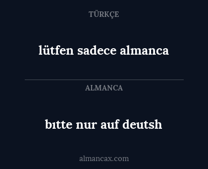 bıtte nur auf deutsh - lütfen sadece almanca