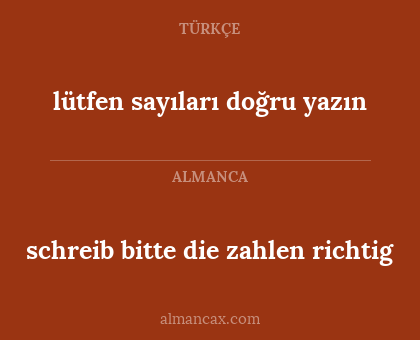 lütfen sayıları doğru yazın - schreib bitte die zahlen richtig