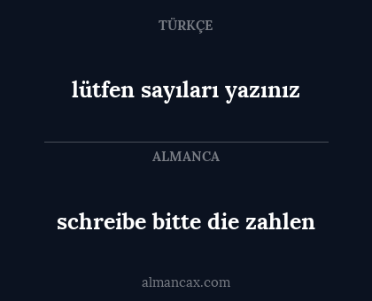 lütfen sayıları yazınız - schreibe bitte die zahlen