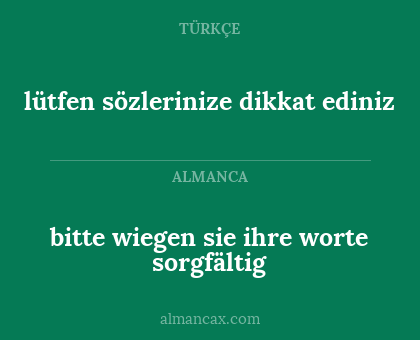 bitte wiegen sie ihre worte sorgfältig - lütfen sözlerinize dikkat ediniz
