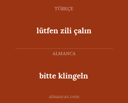 bitte klingeln - lütfen zili çalın