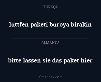 bitte lassen sie das paket hier - luttfen paketi buroya birakin