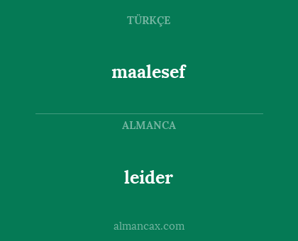 leider - maalesef