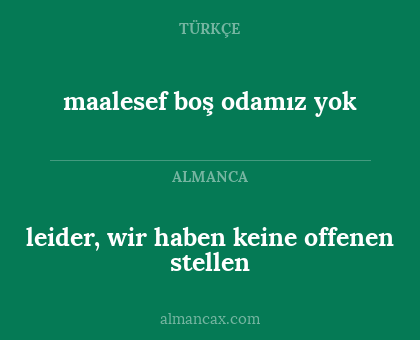 leider, wir haben keine offenen stellen - maalesef boş odamız yok