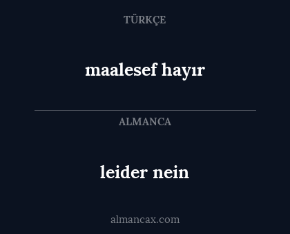 leider nein - maalesef hayır